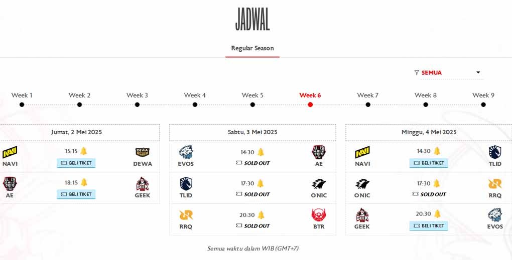 jadwal MPL ID Season 15 Minggu Ke-6